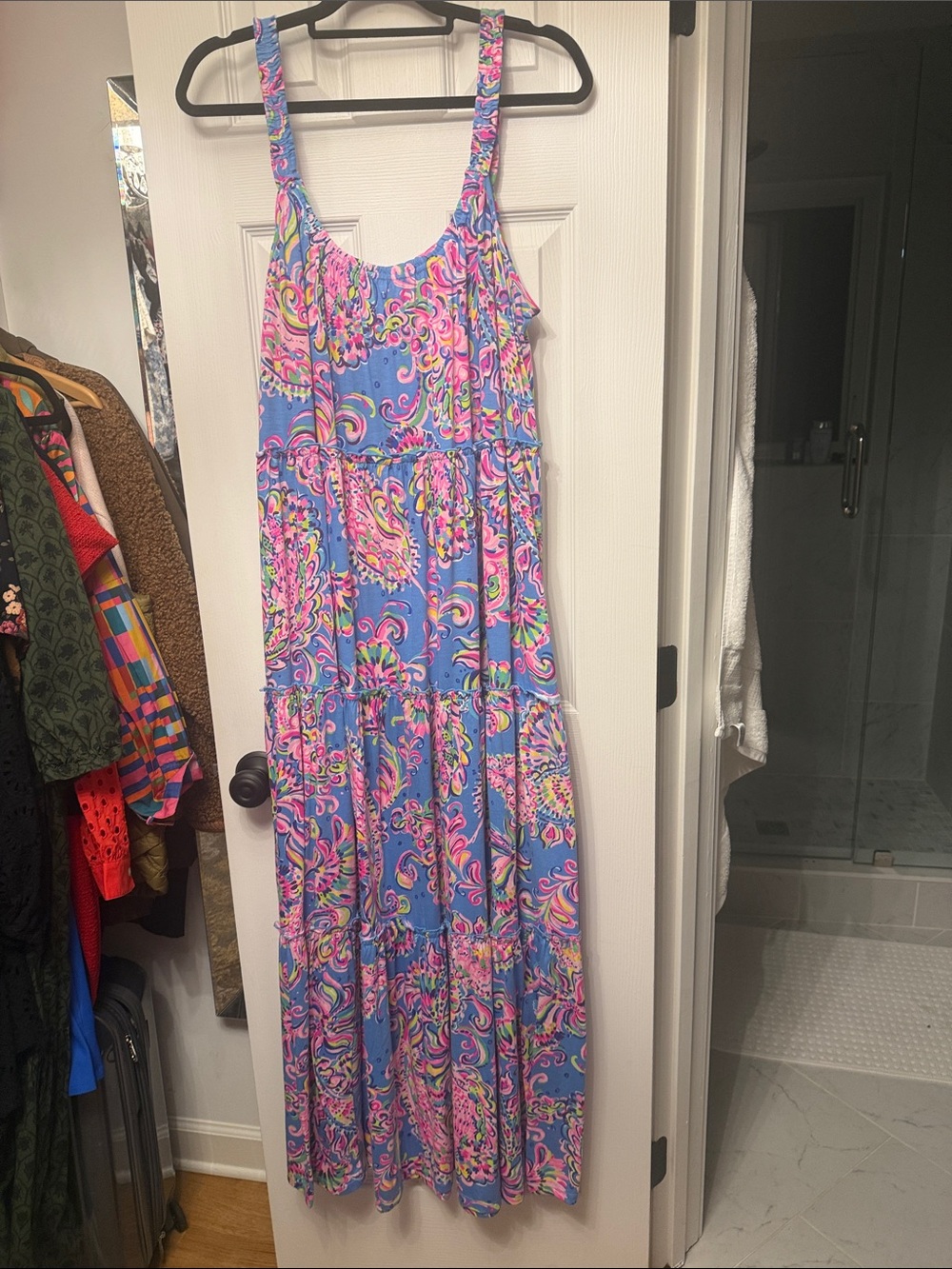 Lilly Pulitzer Lavender Maxi Dress with Pink and Green Paisley